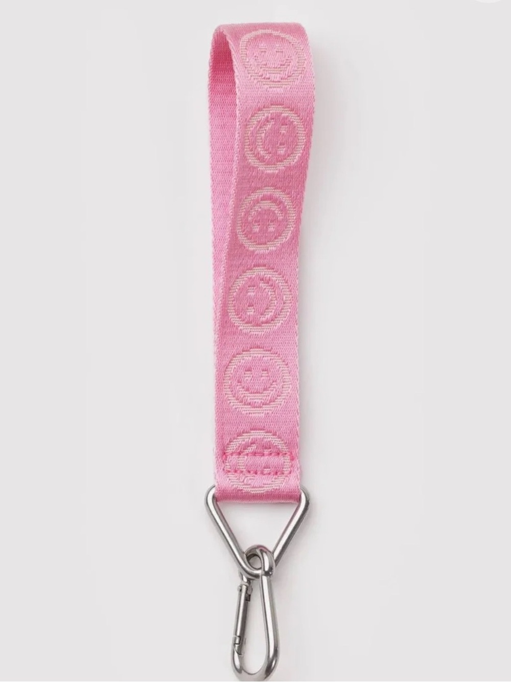 Pink Smiley Wristlet Keychain Strap